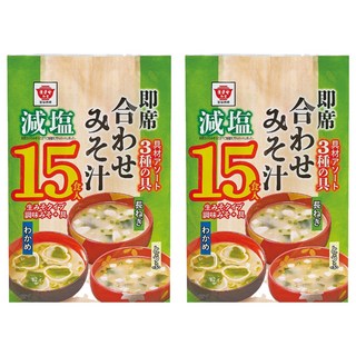 Masuya Miso 升屋 15食入綜合即食減鹽味噌湯 含3種配料, 300g, 2袋