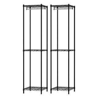 KI WISH 居家生活 三層衣櫥架 無布套 + 吊衣桿 40cm 2支 台灣製, 黑色