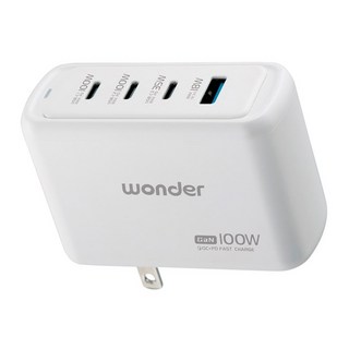 旺德電通 wonder 100W GaN 氮化鎵極速智能充電器 WA-A17TS4 牛奶白 4孔多協議快充, 1個
