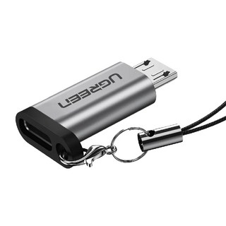 UGREEN 綠聯 Micro USB-USB-C/Type-C 轉接頭, 22mm, 黑色, 1個