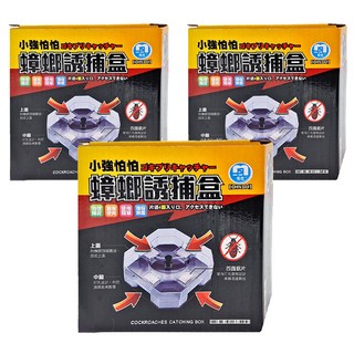 名仕 小強怕怕 蟑螂捕誘盒 四面入口設計 物理捕捉 重複使用 環保無毒, 3盒