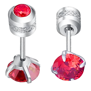 耀眼美人閃耀雙鋯石鑽醫療鋼不銹鋼耳環 Set 2個 (99隻耳節/睡覺免摘/造型), 紅寶石