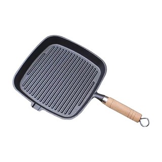 無塗層鑄鐵牛排煎鍋 鐵原木材質, 1個, 23cm