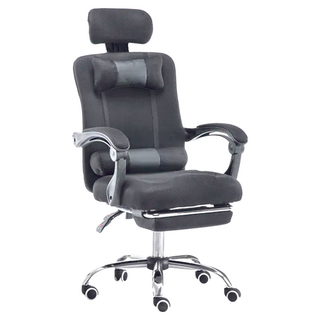 C-FLY 時尚家居 人體工學坐臥電腦椅, 無段式氣壓升降, 高密度布面坐墊, 可收納翻轉式腳墊, 頭枕扶手可調節, 111~121 x 60 x 60cm, 黑色