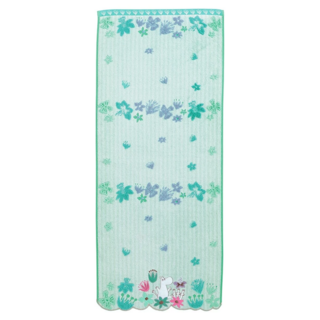 MARUSHIN 丸真 Moomin花雨世界無撚刺繡毛巾 棉紗, 嚕嚕米藍, 1條