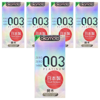 okamoto 岡本 003白金 極薄保險套 寬度52mm, 10入, 5盒