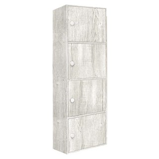 USEFUL DESIGN 悠室屋 四層門櫃 118 x 42 x 30cm 居家收納好幫手 防塵整潔 DIY組裝超方便, 白橡