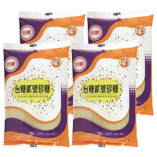 台糖 貳號砂糖 琥珀色結晶 蔗糖 烘焙必備, 1kg, 4包