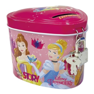 收納王妃 迪士尼 公主系列 心型附鎖存錢筒, 深色蓋, 1個