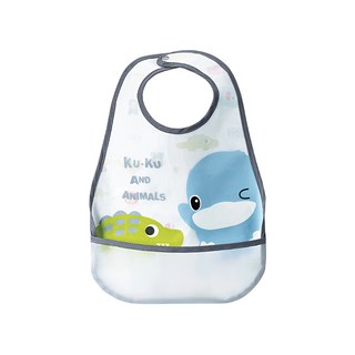 KU.KU Duckbill 酷咕鴨 動物派對防水圍兜, 藍色, 1件, 1件
