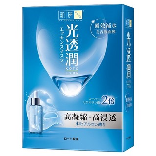 HADALABO 肌研 光透潤瞬效補水面膜 Set 超導植物纖維 立體剪裁 高效玻尿酸 水解礦物玻尿酸, 6片, 1盒