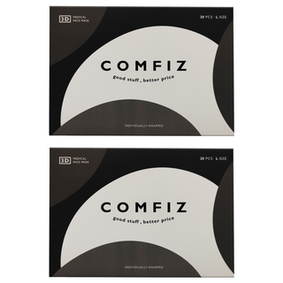 康菲 成人立體醫療口罩 L, 沉穩黑, 20片, 2盒