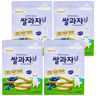 ibobomi 嬰兒米餅 - 藍莓味 6個月以上適用 韓國產原料 高溫蒸熟非油炸, 30g, 4包