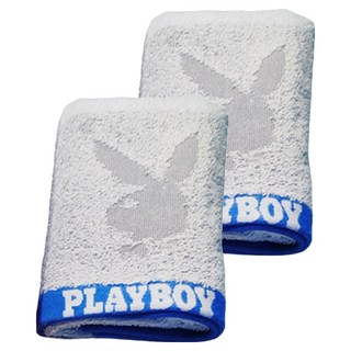 PLAYBOY 奢華緞條毛巾 76 x 33cm 藍色 親膚吸水, 2條