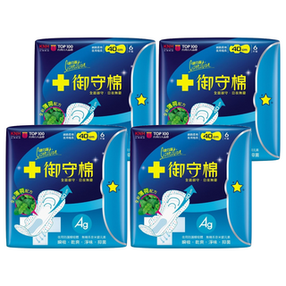 康乃馨 夜用極長御守棉 涼感, 40cm, 6片, 4包