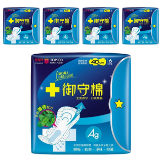 康乃馨 夜用極長御守棉 涼感, 40cm, 6片, 5包