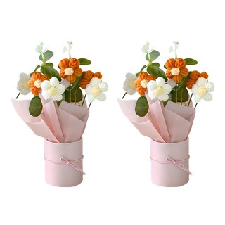 A-ONE 匯旺 針織毛線花束 AE-FT3 尺寸15*45cm 含提袋 毛線+鋼絲+紙, 橘色, 2組