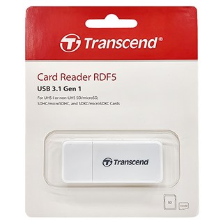 Transcend 創見 USB 3.1 讀卡機, TS-RDF5W, 白色, 1個