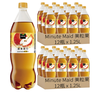 Minute Maid 美粒果 零加糖蘋果蘇打, 1.25L, 24瓶