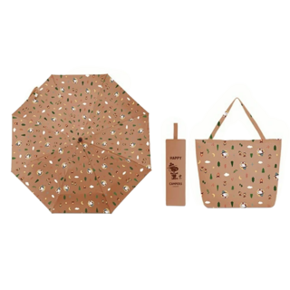 PEANUTS 史努比 野營趣自動開闔晴雨傘袋組 SP-OU0001BR 雨傘 + 傘袋 + 提袋 21吋