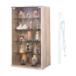 BuyJM 低甲醛強化玻璃展示櫃附LED燈 MIT製83公分 書櫃/收納櫃/公仔櫃, 漂流木色