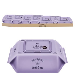 Bebeen 嬰兒溼紙巾 掀蓋式, 80張, 10包