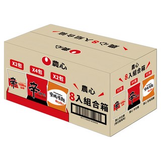 NONGSHIM 農心 辛拉麵120g 4包 + 安城湯麵125g 2包 + 辛拉麵 辣白醬風味137g 2包, 8包