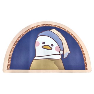 西格傢飾 可愛鴨名畫系列科技布軟硅藻土地墊, 珍珠耳環少女鴨 藍色, 1個