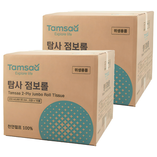 탐사 2겹 천연펄프 점보롤 200m, 2팩, 16롤