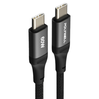POLYWELL 寶利威爾 Type-C To Type-C PD編織快充線 60W 鋁合金 PW15-W45-M852, 2m, 黑色, 1條