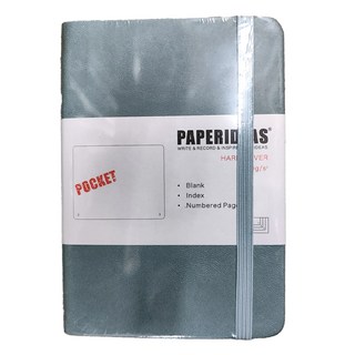 PAPERIDEAS A6 硬皮筆記本, 188頁, 優質無酸紙, 霧藍, 1本