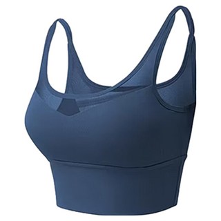 透氣網細肩運動內衣, L, 深湖藍