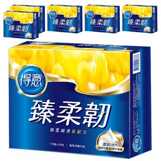 得意 臻柔韌抽取式花紋衛生紙, 緻柔細滑新配方 強韌交織 耐用不易破損 五重保證 安心使用, 24包, 6袋