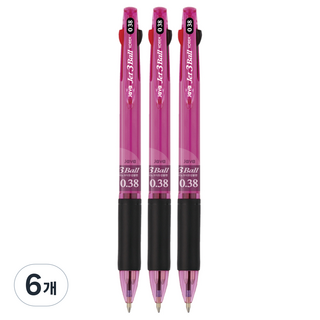 자바펜 제트3볼 3색 볼펜 0.38mm, 퍼플, 6개