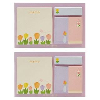 萌物筆記便利貼 2本, 夢見花開, 120張, 1組