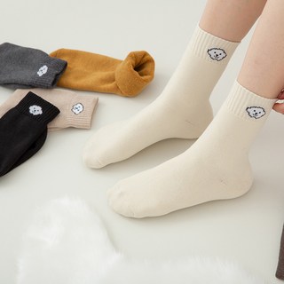 BASE ALPHA ESSENTIALS 貴賓狗圖案內刷毛中筒襪 6雙入