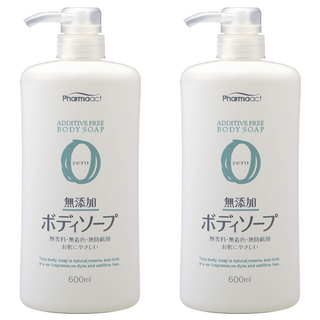 KUMANO 熊野油脂 Pharmaact 無添加沐浴乳 600ml 植物性原料 溫和不刺激 洋甘菊 天竺葵 薰衣草精華油 深層潤澤, 2瓶