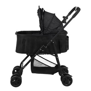 탐사 반려동물 원터치 폴딩 분리형 유모차, 블랙, 1개