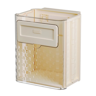 壁掛垃圾桶 壁掛卡扣式設計 磁扣式設計 收納籃 典雅灰, 27.7 x 23.5 x 17.5cm, 奶油色, 1個