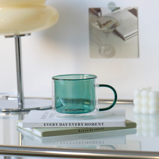 goodliving Home Cafe雙層玻璃馬克杯 250ml, 深綠色, 1個