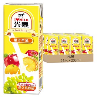光泉 果汁牛乳, 200ml, 24入