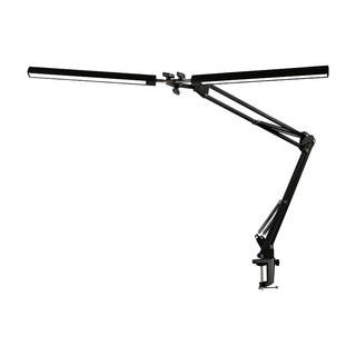 雙頭LED長臂護眼檯燈 黑色 多段調整 三色調光 十段調亮 360°可旋轉燈頭