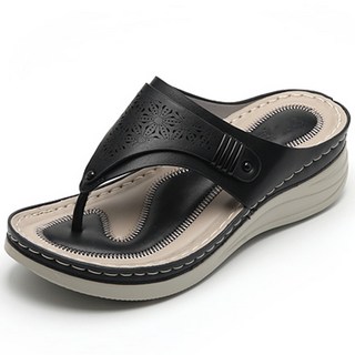 JACK&JILL 女款復古楔型涼鞋 JB2471, 250, 黑色