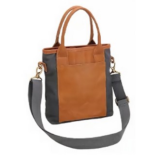 帆布配頭層牛皮女款2用肩背包手提包 CLB15, 灰色, 1個