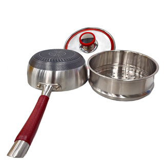 316不鏽鋼雙層蒸煮鍋 鍋蓋-鋼化玻璃, 1盒, 18cm