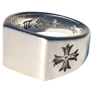 noid-b 男款鋼製方形十字圖案戒指, 銀色, 25號