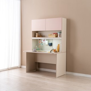 리바트 로넌 자녀가구 책상 1200 상부장 + 플랩도어 세트 방문설치, 화이트 오크(상부장) + 핑크(플랩도어)