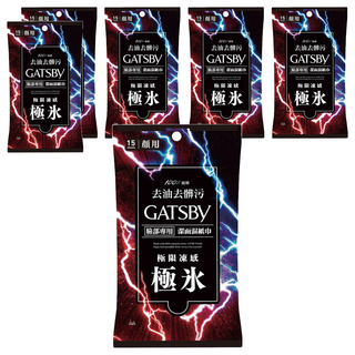GATSBy 潔面濕紙巾 極凍型, 1入, 6包