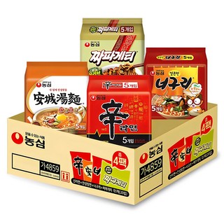 NONGSHIM 農心 辛拉麵 120g+安城湯麵 125g+香辣海鮮味烏龍麵 120g+醡醬風味麵 140g組, 20包