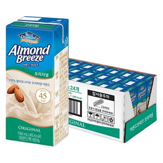 BLUE DIAMOND 藍鑽 Almond Breeze杏仁奶 原味, 190ml, 24入
